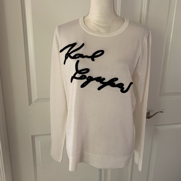 Karl Lagerfeld signature logo print pullover sweater - Picture 4 of 14